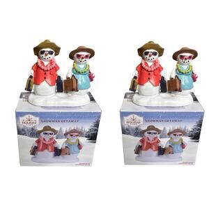 Holiday Time Snowman Getaway Christmas Village Decorative Figurine 2.75 inch New